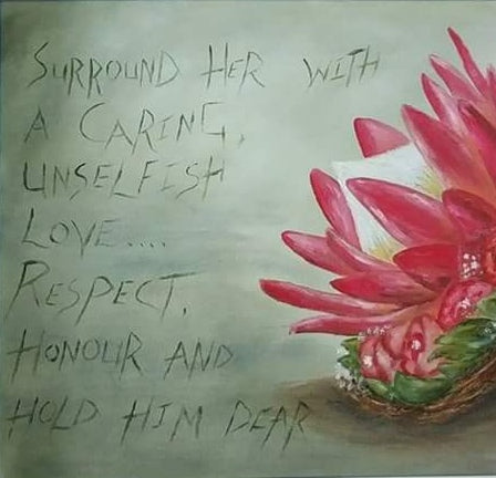 Marriage Covenant Protea and scripture boxed canvas prints of original prophetic art by Hephzibah