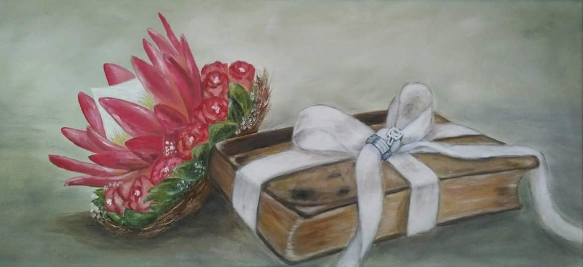 MARRIAGE COVENANT 2 CROPPED PROTEA AND BIBLE PROPHETIC ART BOXED CANVAS PRINTS FROM ORIGINAL ART