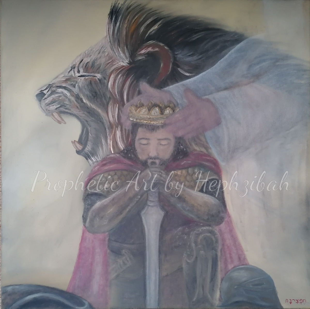 OVERCOMER RECEIVING HIS CROWN AND LION PROPHETIC ART BOXED CANVAS PRINTS